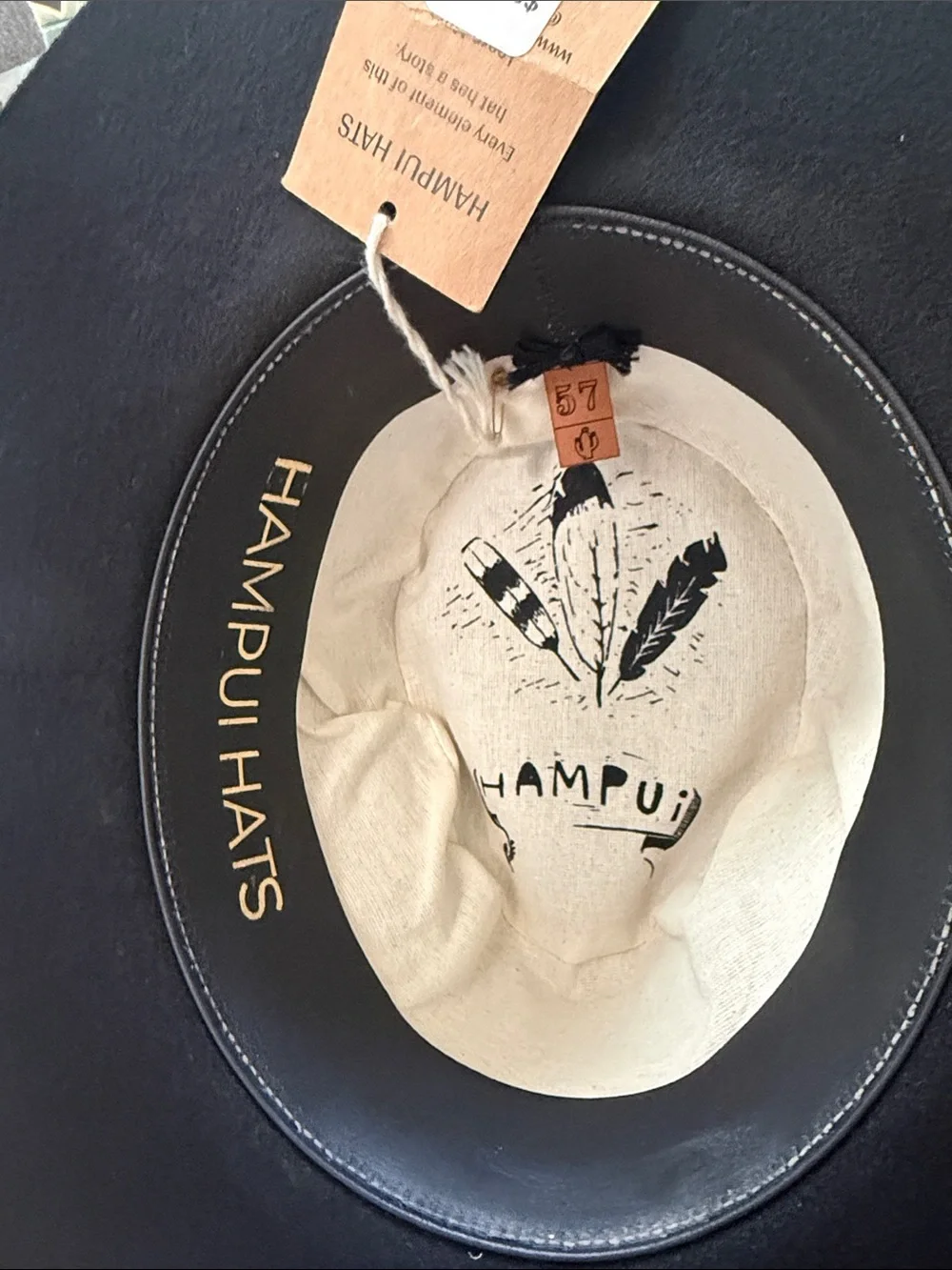 Le Souk Hampui Hat- Black Felt Wide-Brim size 57 (medium)- sustainable artisan